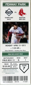Printed Red Sox Ticket April 7