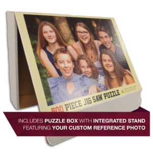 Custom Picture Puzzle Puzzle Box with Integrated Stand